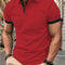 Mens Color Block Lapel Short Sleeve Shirt 22