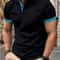 Mens Color Block Lapel Short Sleeve Shirt 23