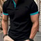 Mens Color Block Lapel Short Sleeve Shirt 23