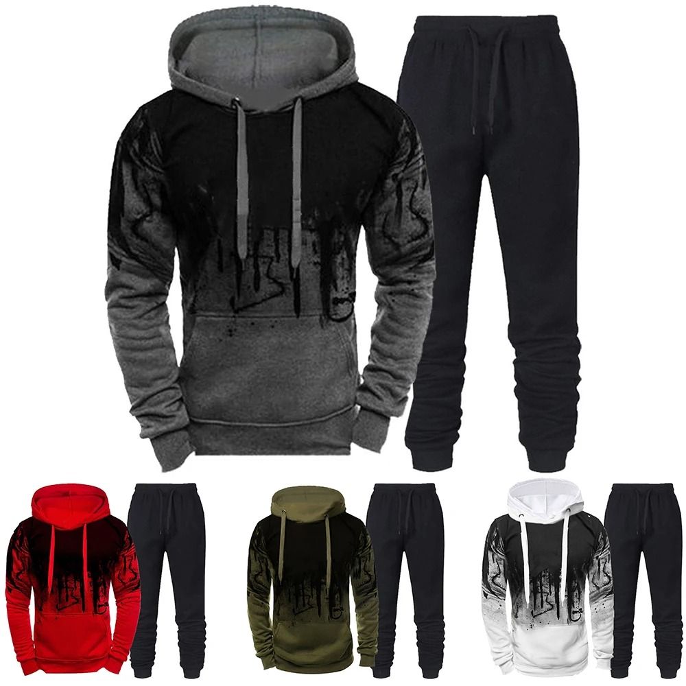 Mens Camouflage Tracksuit Hoodie And Pants Set For Autumn And Winter 0