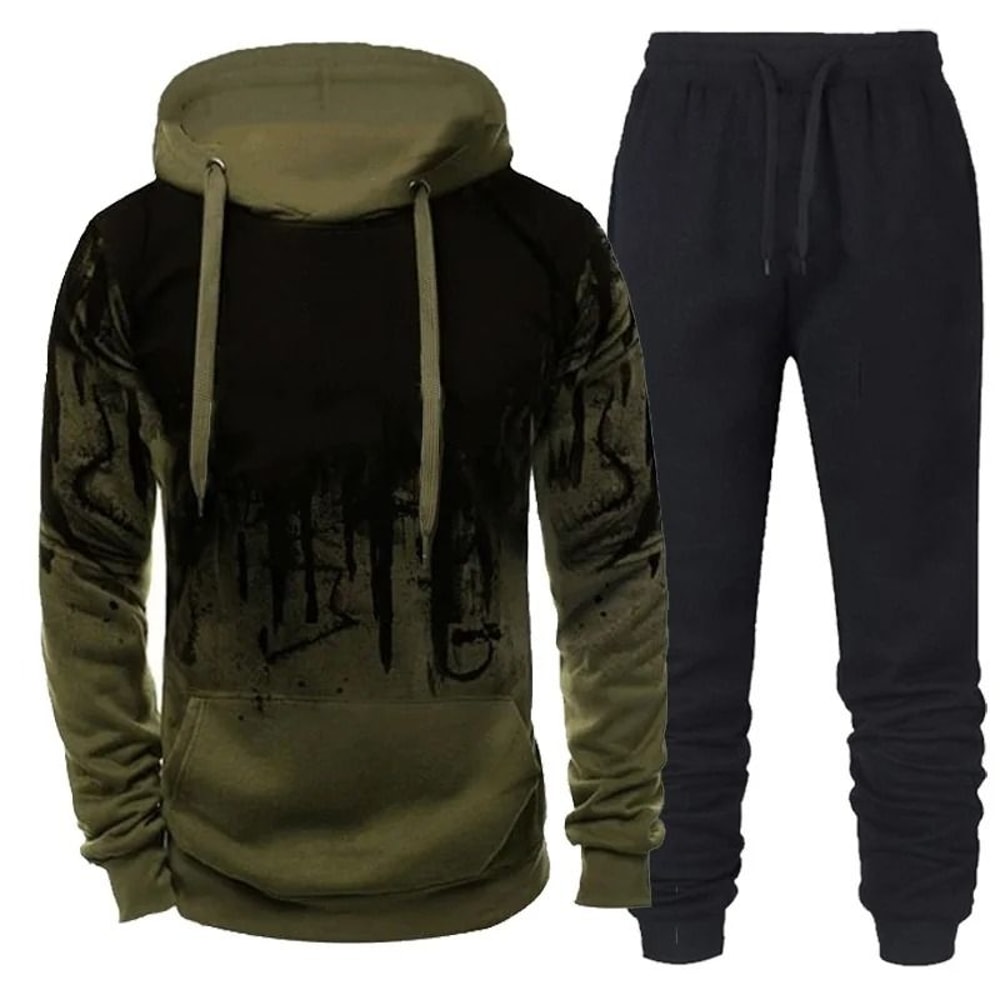 Mens Camouflage Tracksuit Hoodie And Pants Set For Autumn And Winter 7
