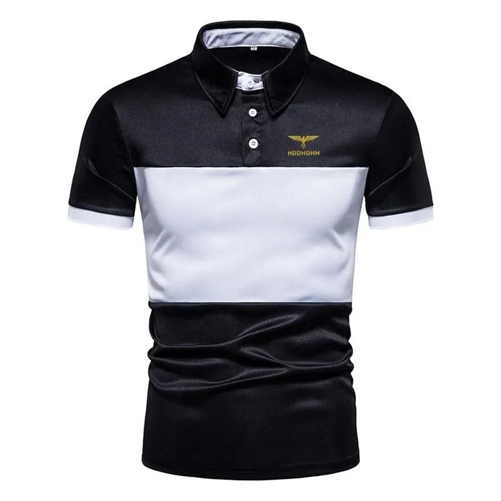 Mens Patchwork Polo Shirt For Summer Casual Wear 6