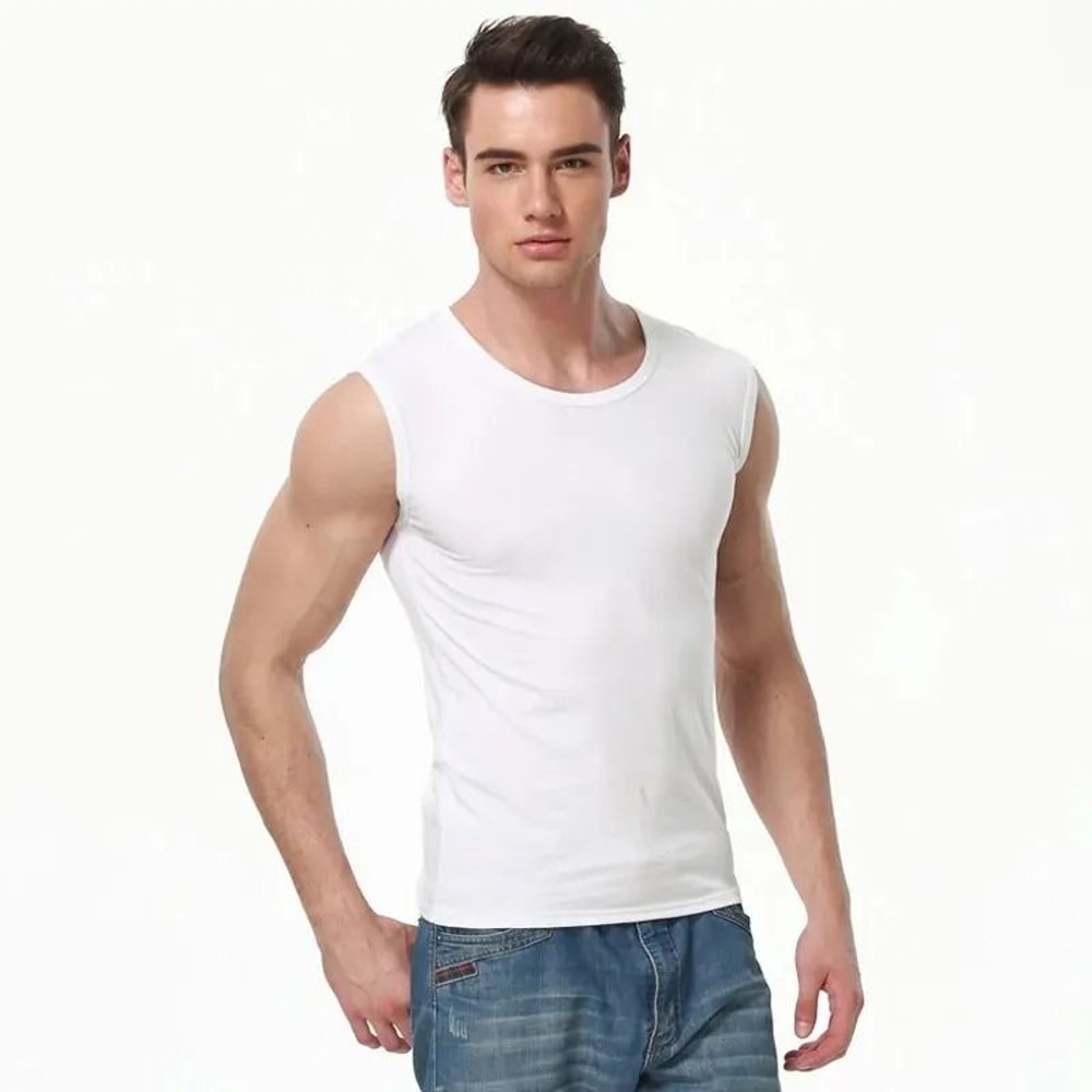 Mens Cotton Sleeveless Slim Fit Vest For Sports And Daily Wear 0