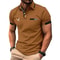 Mens Color Block Golf Polo Modern Short Sleeve Lapel Shirt 0