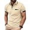 Mens Color Block Golf Polo Modern Short Sleeve Lapel Shirt 1