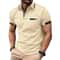 Mens Color Block Golf Polo Modern Short Sleeve Lapel Shirt 7