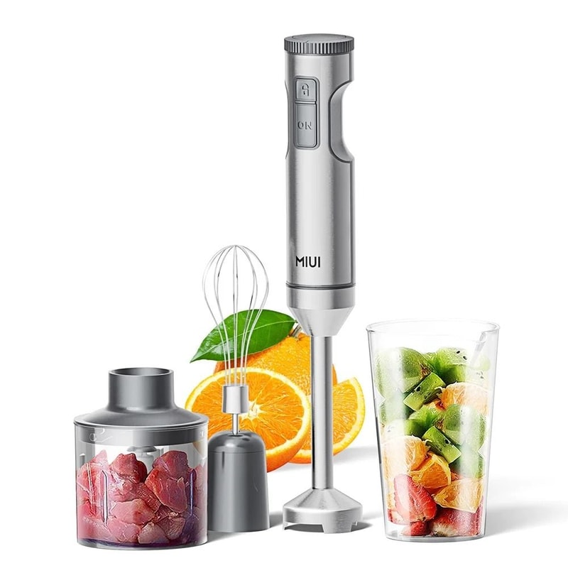 Hand Immersion Blender 1000W Stainless Steel Stick Mixer With Beaker Processor And Whisk 6