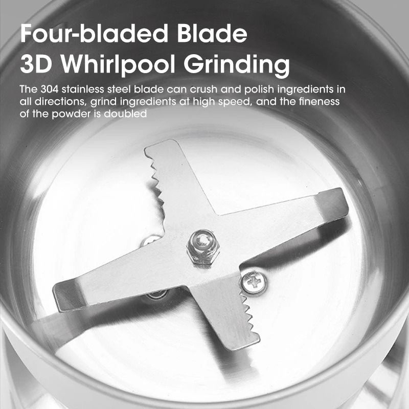 Mini Electric Grinder 300ml Stainless Steel Dry Food Coffee And Spice Pulverizer With 4 Blades 2