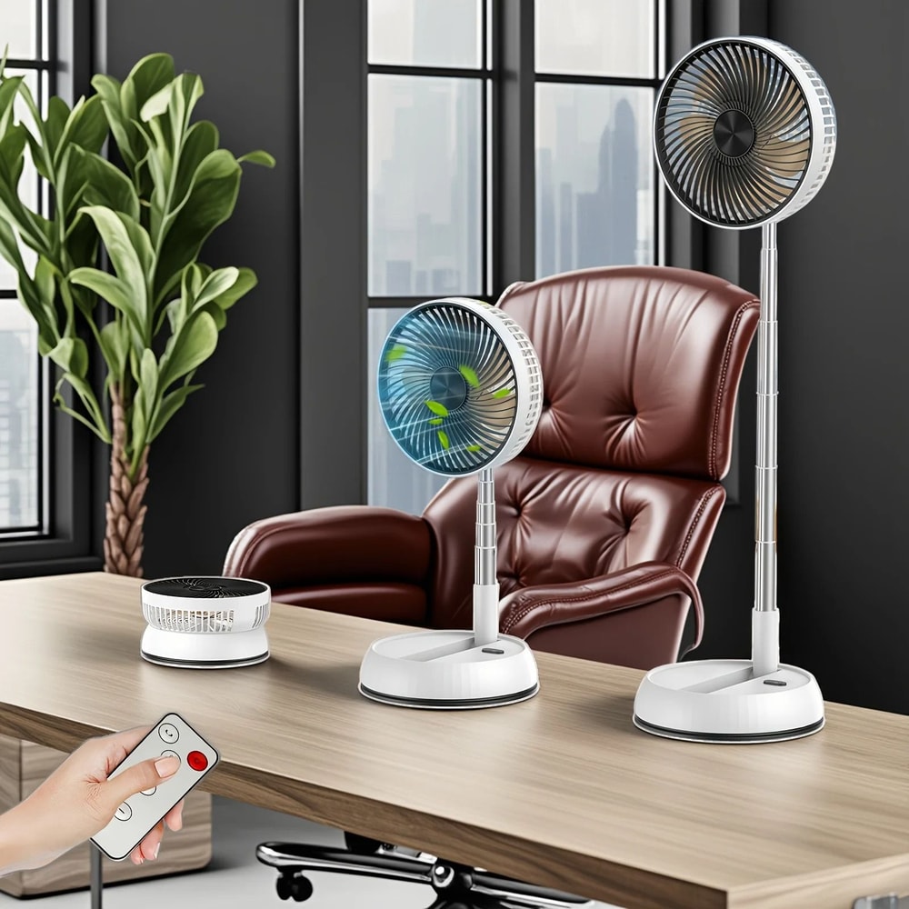 Portable Folding Fan 6000mAh Rechargeable Floor Standing Fan With Remote Control 5