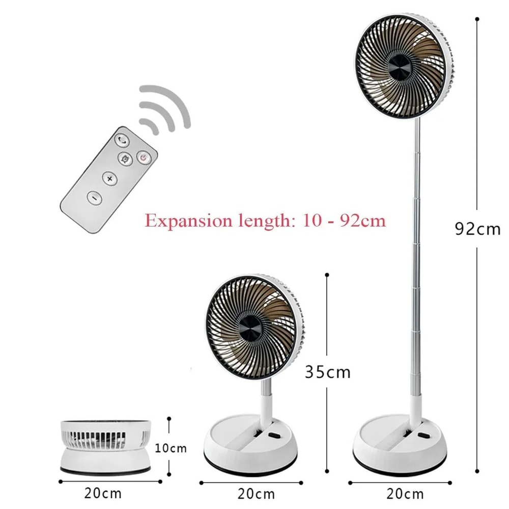 Portable Folding Fan 6000mAh Rechargeable Floor Standing Fan With Remote Control 6