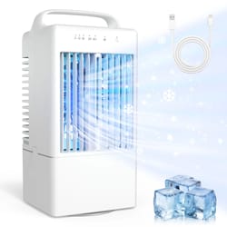portable electric cooling fan with water and ice for home office desktop