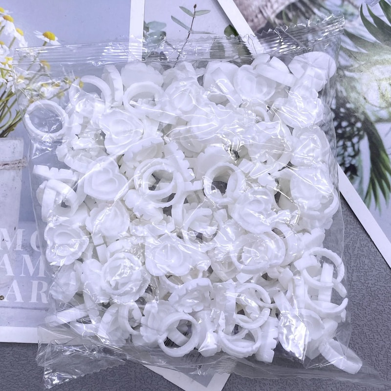 Disposable Eyelash Glue Cup Rings For Lash Extensions 100 Pack 6