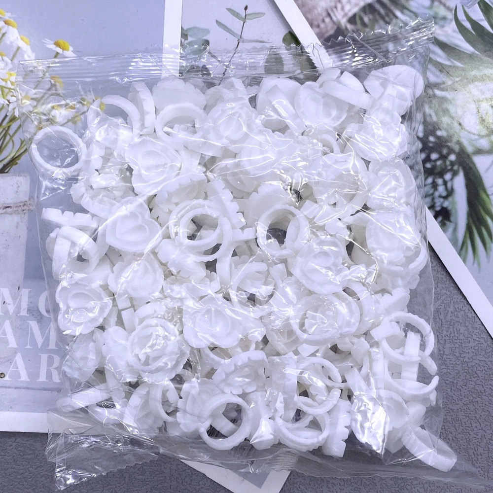 Disposable Eyelash Glue Cup Rings For Lash Extensions 100 Pack 9