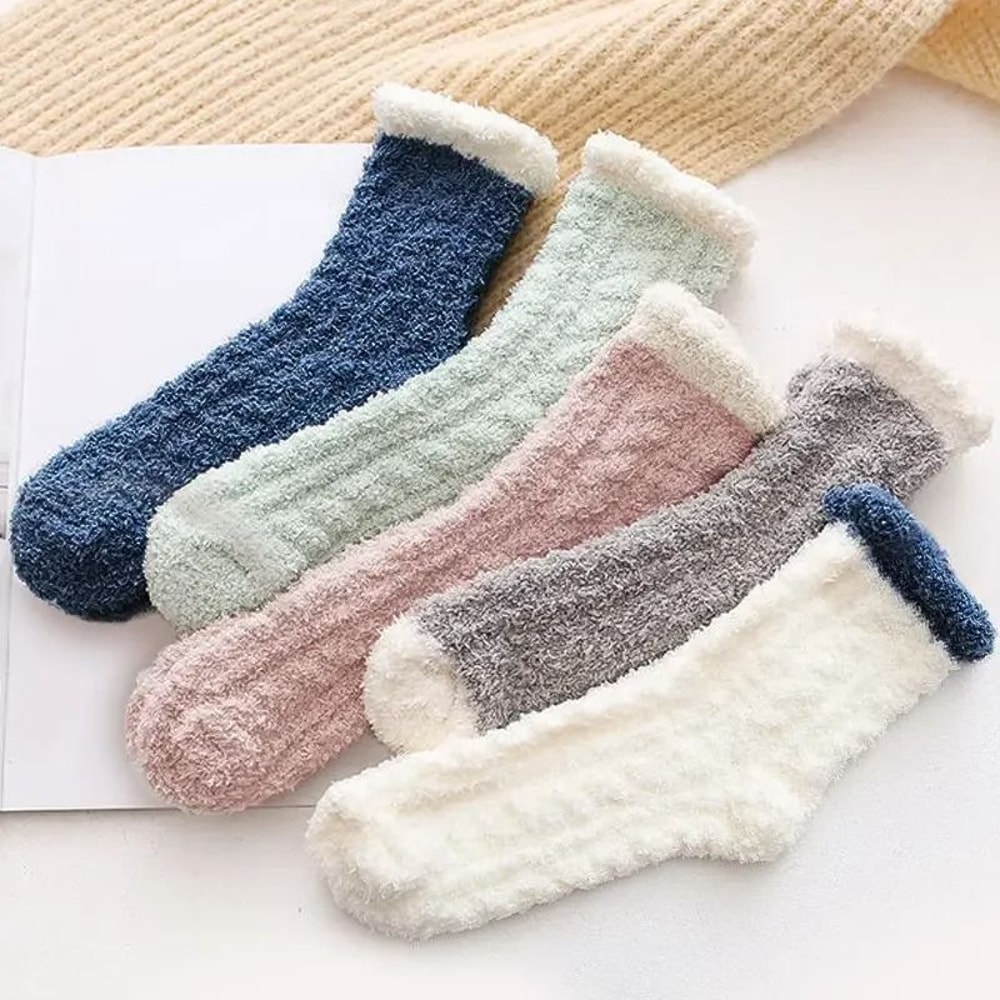 Thick Coral Fleece Winter Socks For Women 5 Pair Set 0