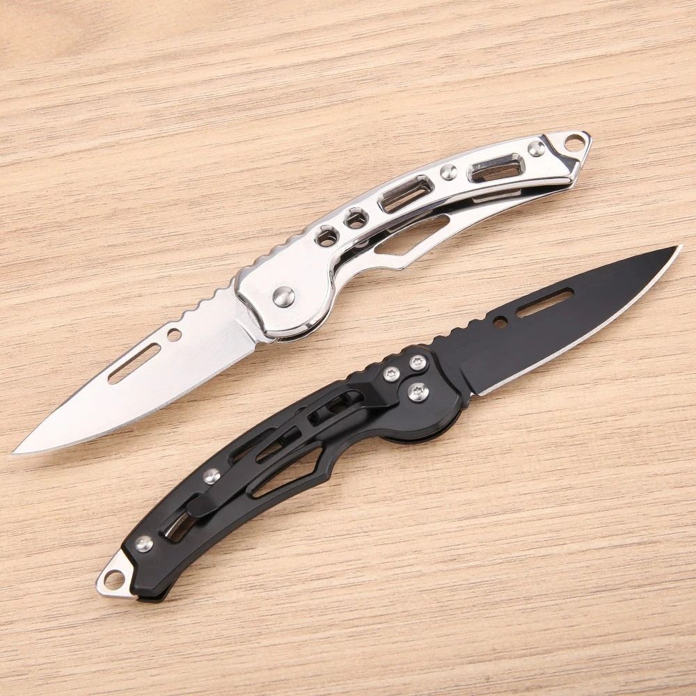 Stainless Steel Folding Pocket Knife With Keychain Clip 1