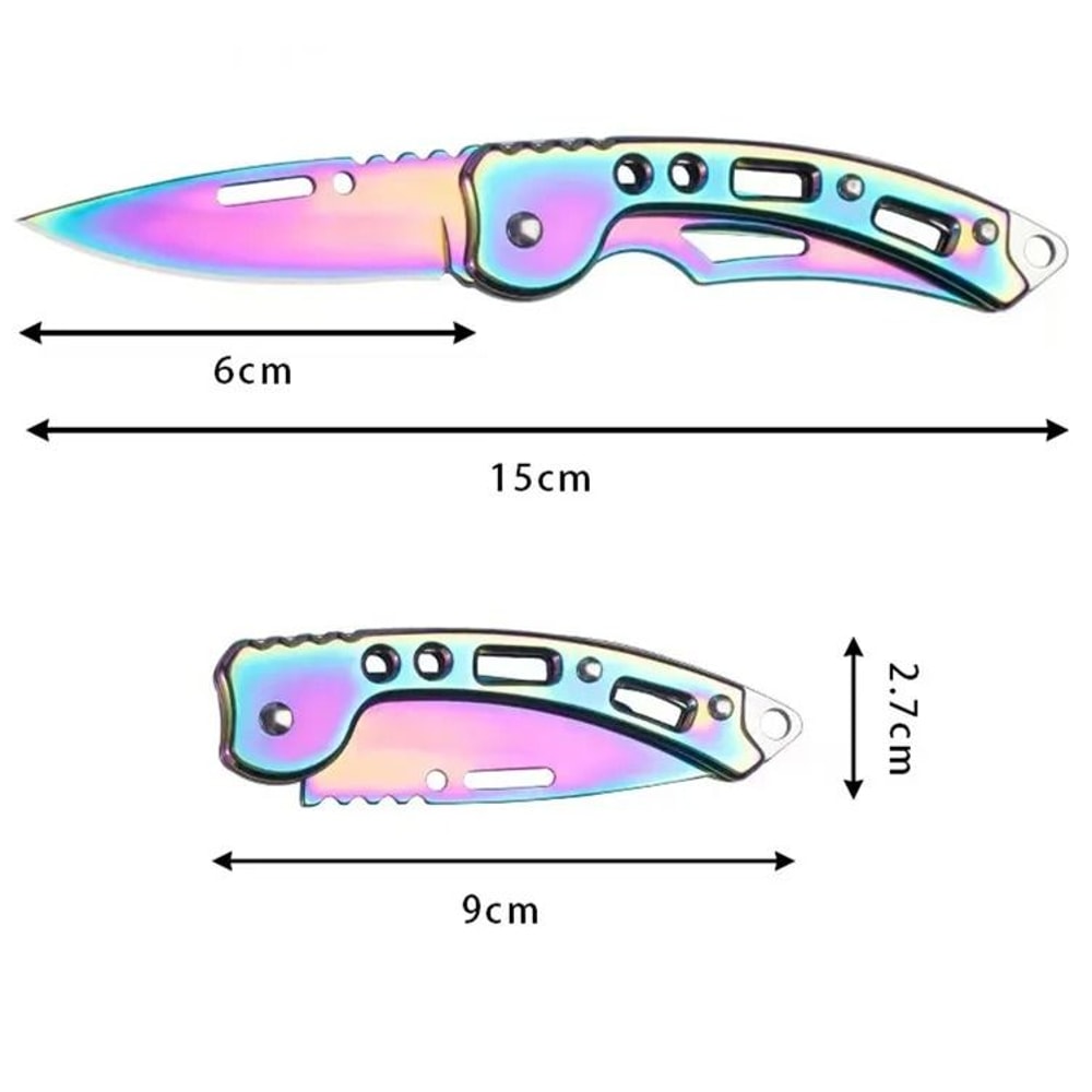 Stainless Steel Folding Pocket Knife With Keychain Clip 9