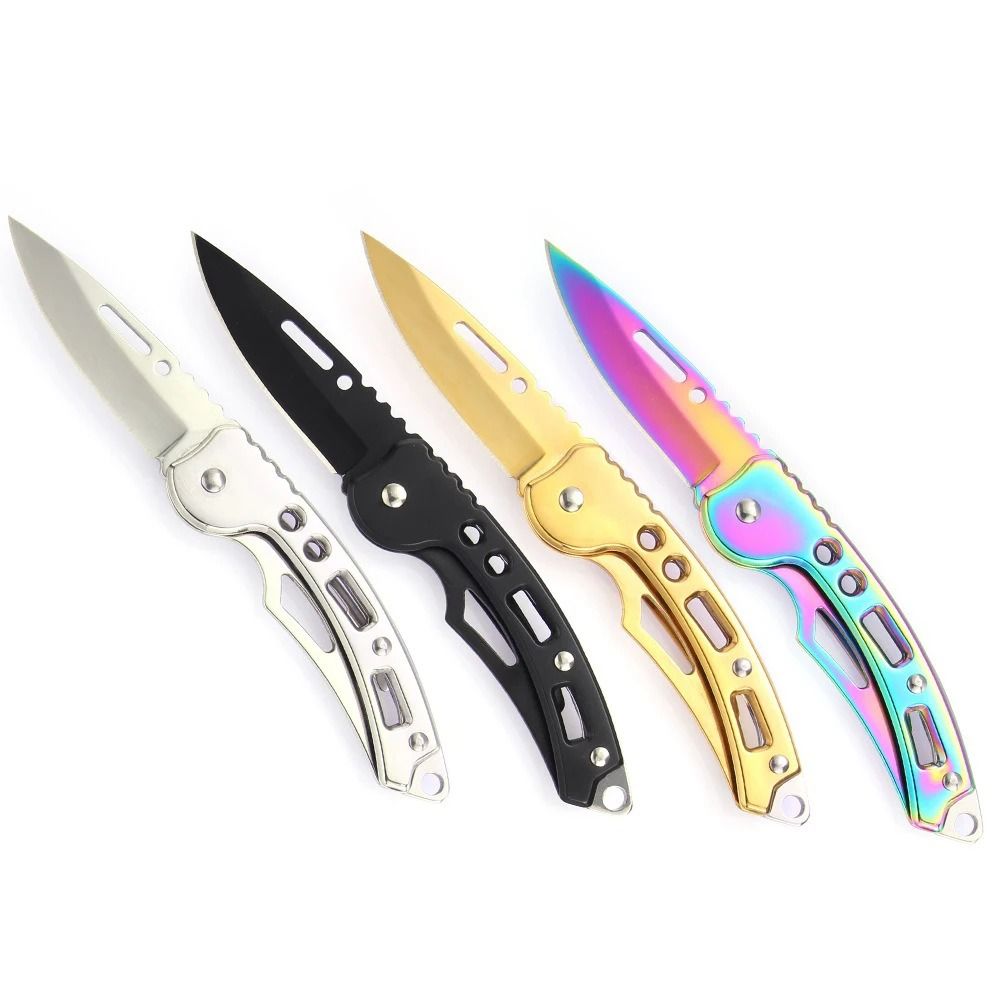 Stainless Steel Folding Pocket Knife With Keychain Clip 4