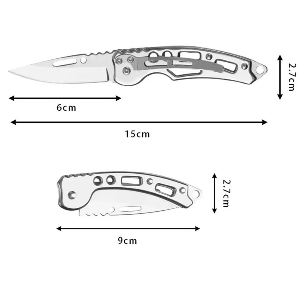 Stainless Steel Folding Pocket Knife With Keychain Clip 7