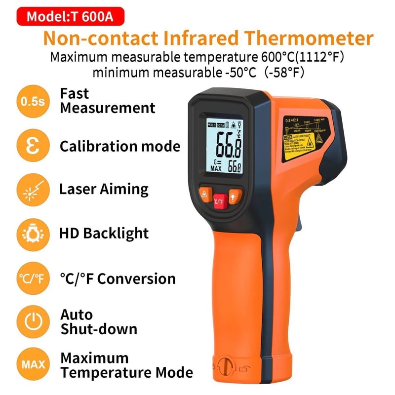 Handheld Infrared Thermometer With Laser Surface Temperature Read 8