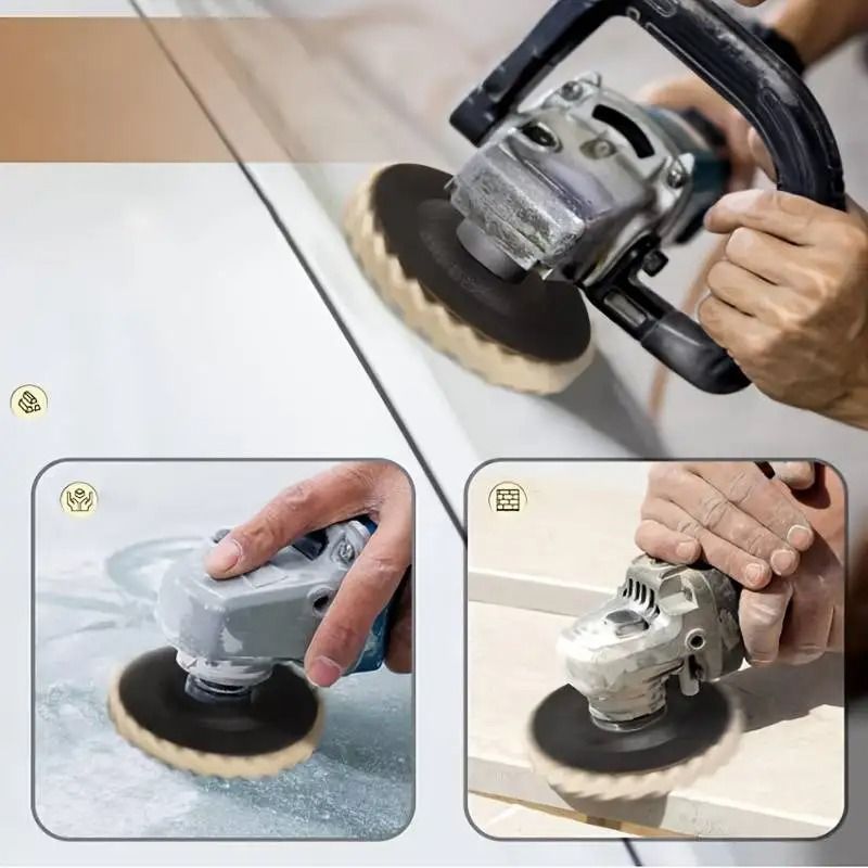 Wool Felt Polishing Disc Set For Angle Grinders 3 Piece 3