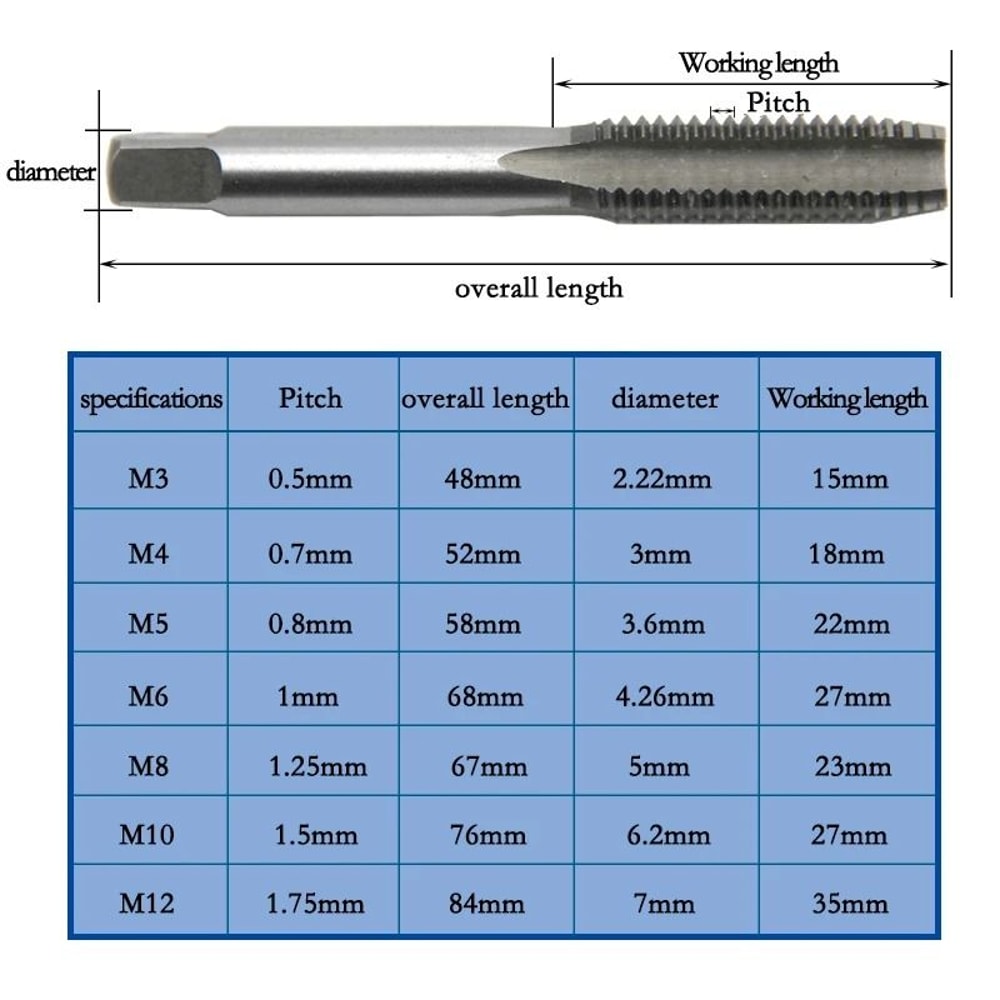 T Type Tap Wrench Set With Hand Taps For Threading M3 To M8 4