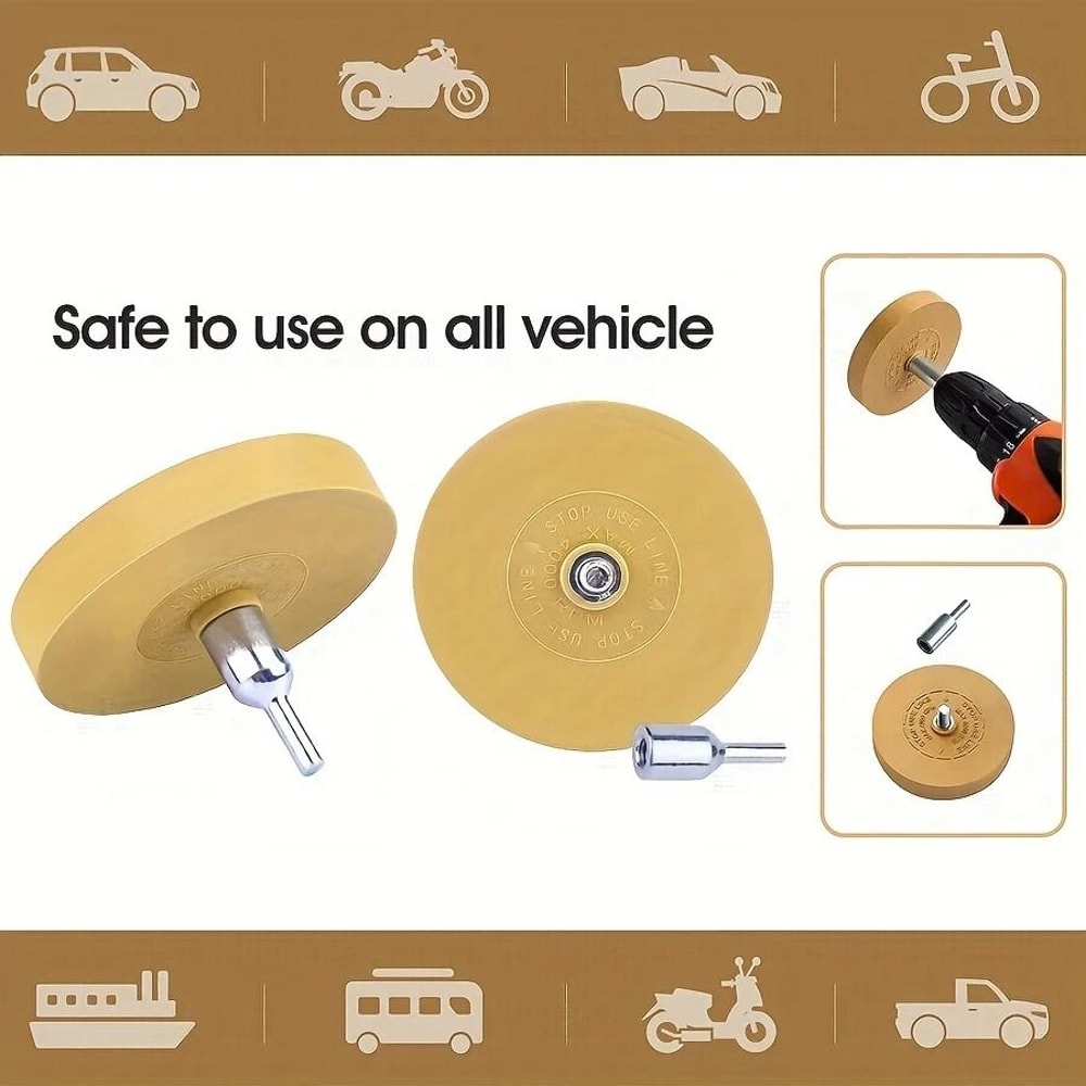 Decal Eraser Wheel With Drill Adapter For Sticker And Adhesive Removal 2