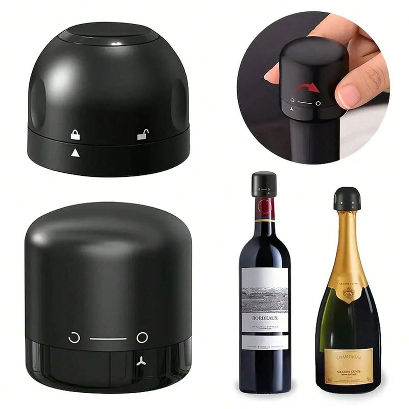 Mini Leak Proof Wine And Champagne Bottle Stopper With Spin Lock Seal 0