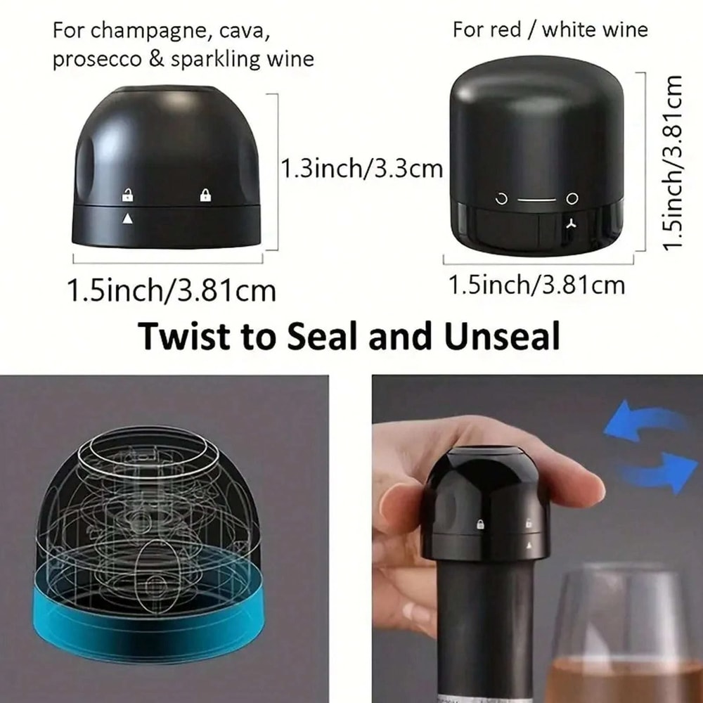 Mini Leak Proof Wine And Champagne Bottle Stopper With Spin Lock Seal 4