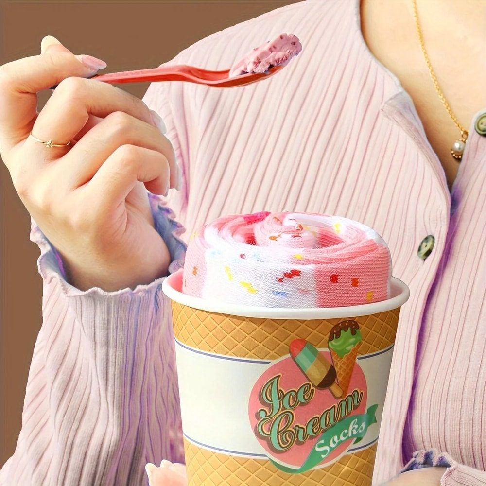 Ice Cream Pattern Unisex Novelty Socks 1 Pair 1