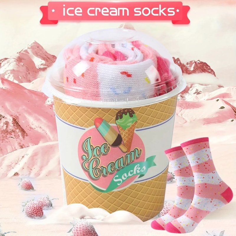 Ice Cream Pattern Unisex Novelty Socks 1 Pair 2
