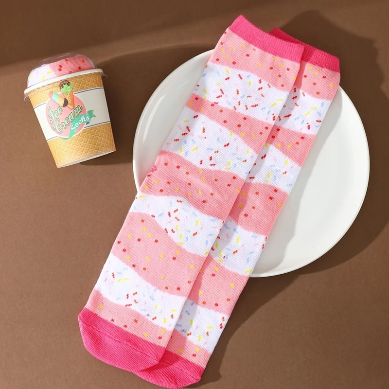 Ice Cream Pattern Unisex Novelty Socks 1 Pair 4