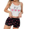 Womens Pink Heart Pajama Set With Camisole And Shorts 2