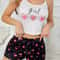Womens Pink Heart Pajama Set With Camisole And Shorts 5
