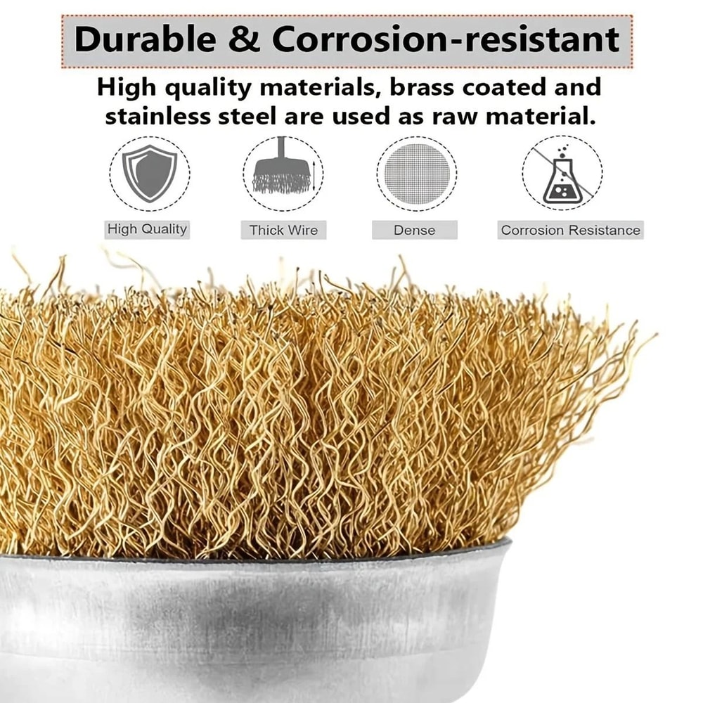 Wire Brush Wheel And Cup Brush Set For Drill 10 Piece Coarse Crimped Set 1