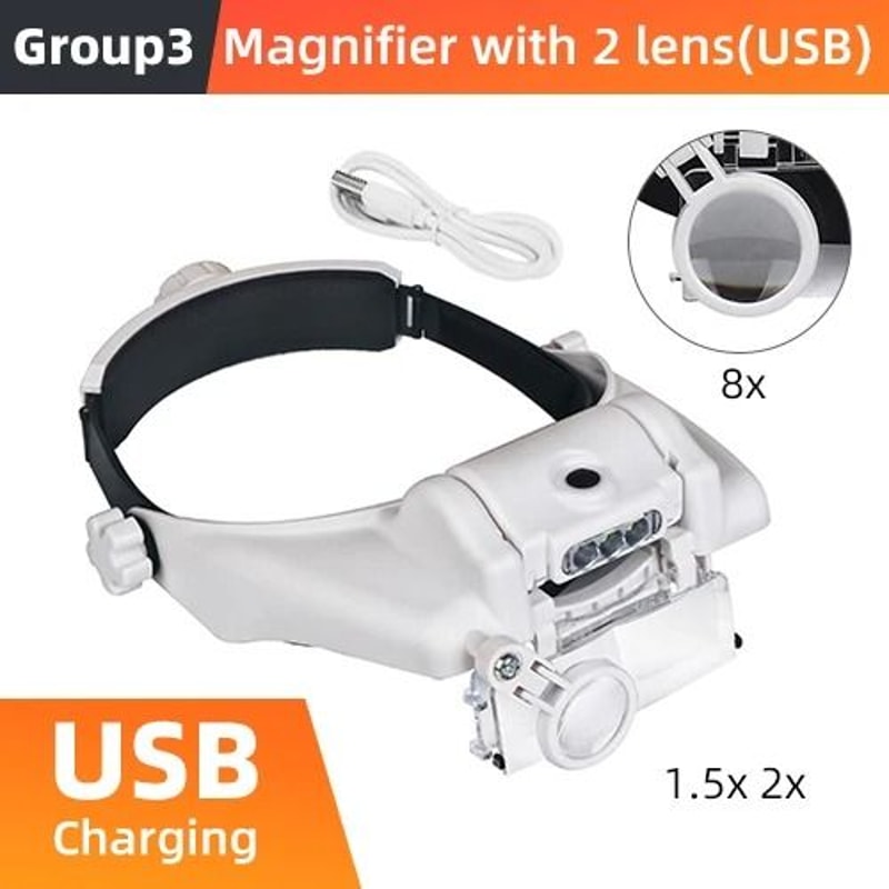 LED Headband Magnifier With Interchangeable Lenses For Hands Free Work 8