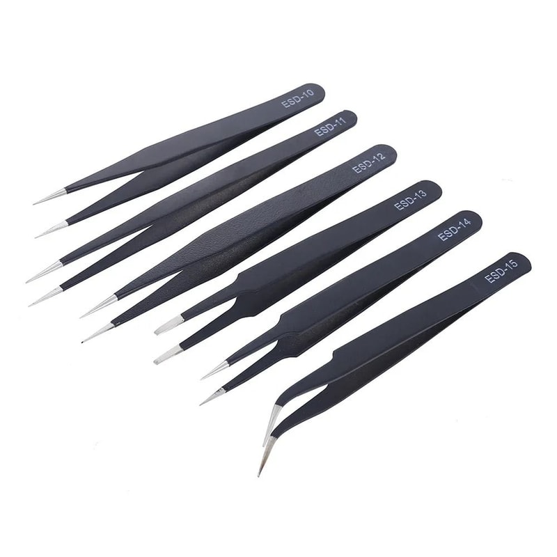 Anti Static Stainless Steel Precision Tweezer Set 6 Piece 1