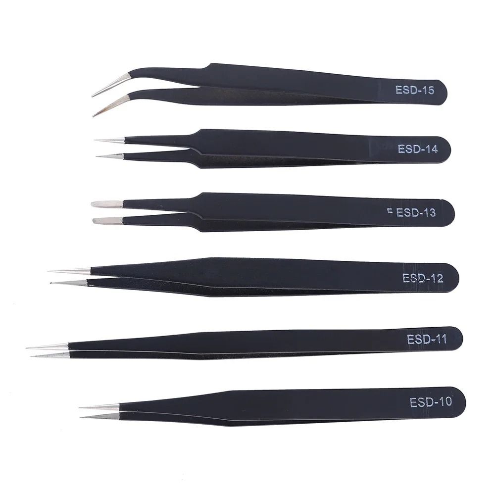Anti Static Stainless Steel Precision Tweezer Set 6 Piece 2