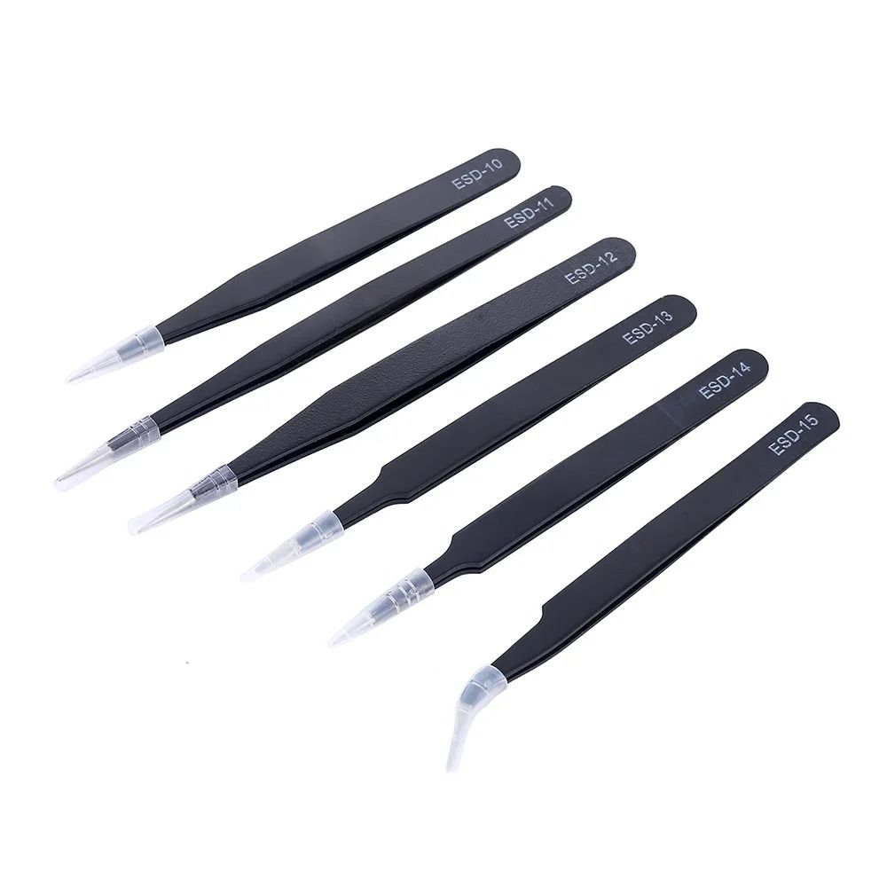 Anti Static Stainless Steel Precision Tweezer Set 6 Piece 4
