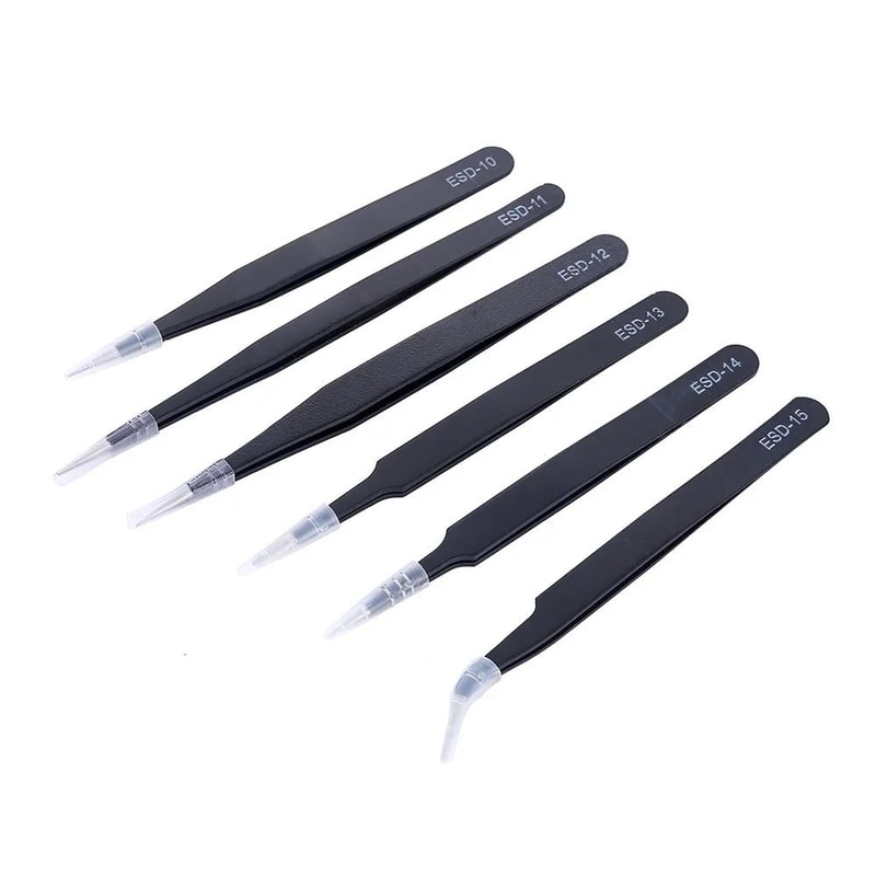 Anti Static Stainless Steel Precision Tweezer Set 6 Piece 4