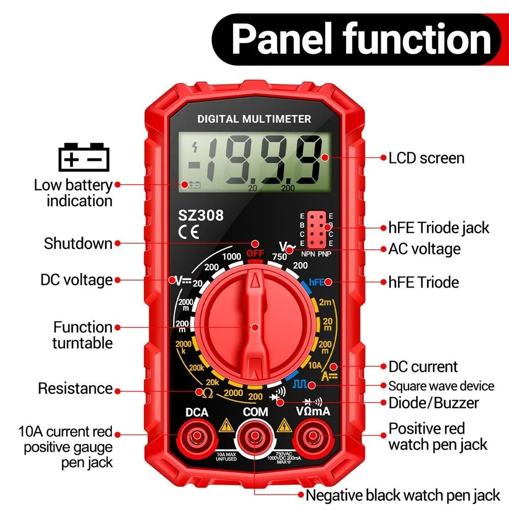 Digital Multimeter AC DC Voltage And Current Tester 4