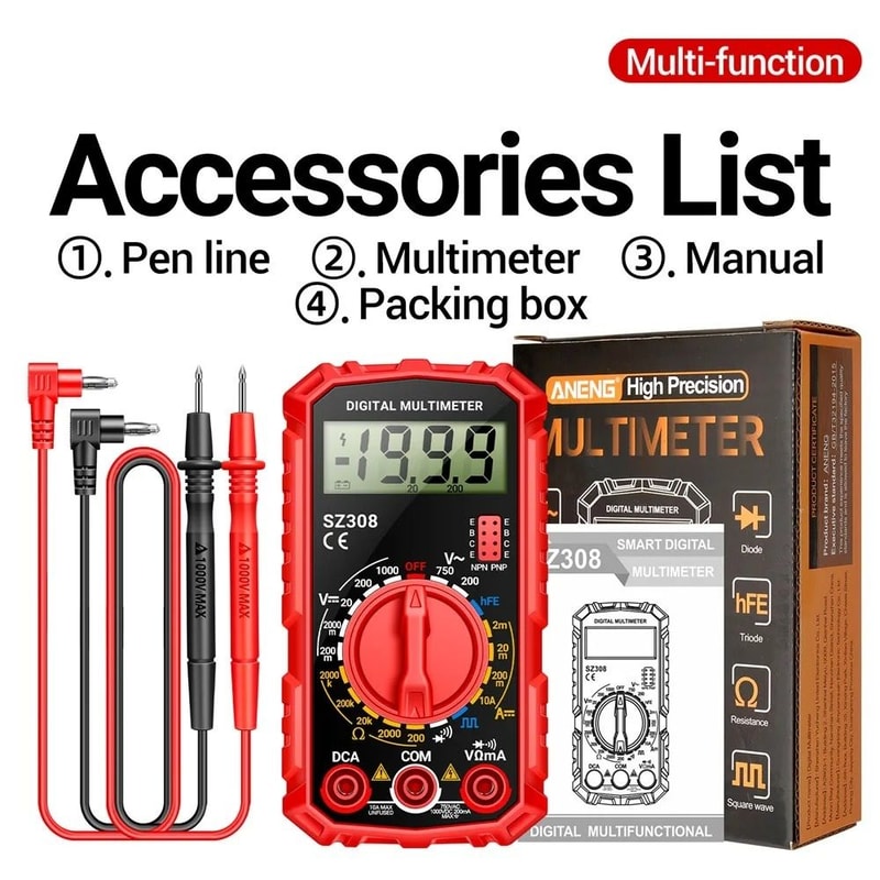 Digital Multimeter AC DC Voltage And Current Tester 6