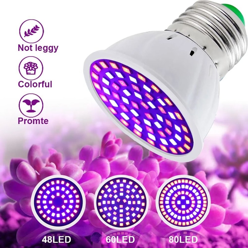Full Spectrum LED Grow Bulb For Indoor Plants E27 60 And 80 LED Options 0