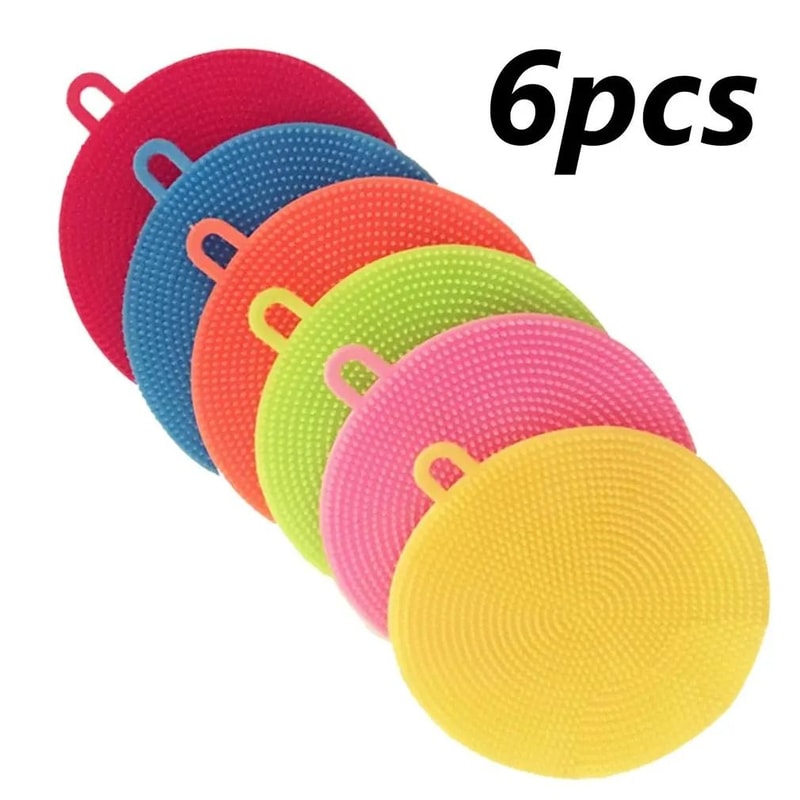 Silicone Cleaning Brush Set 6 Piece Soft Scrubbing Pads For Kitchen Use 1
