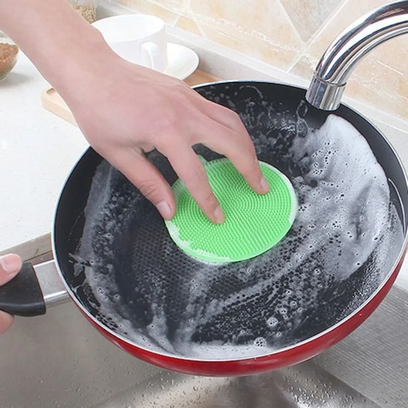 Silicone Cleaning Brush Set 6 Piece Soft Scrubbing Pads For Kitchen Use 4