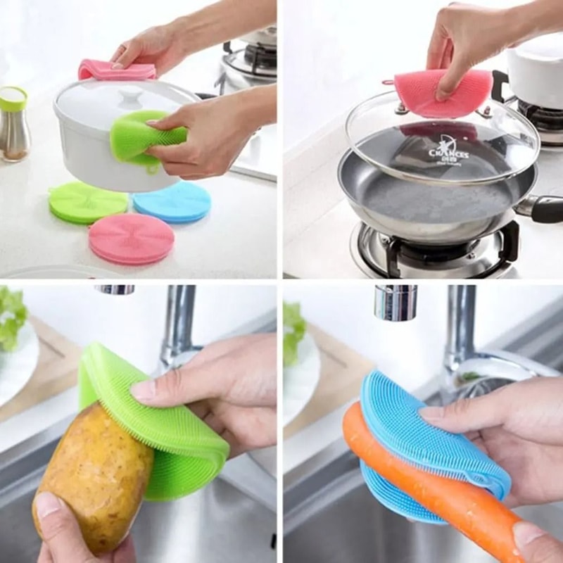Silicone Cleaning Brush Set 6 Piece Soft Scrubbing Pads For Kitchen Use 6