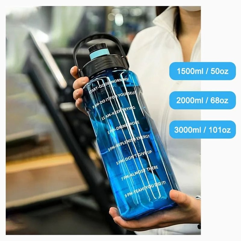 Large Capacity Sports Water Bottle With Straw And Time Marker 2