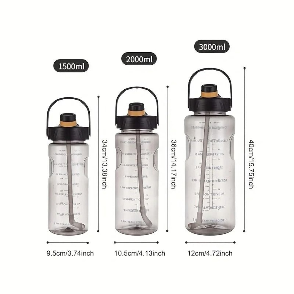 Large Capacity Sports Water Bottle With Straw And Time Marker 4