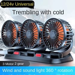 car fan with dual heads 360 degree adjustable air circulator usb 12v 24v