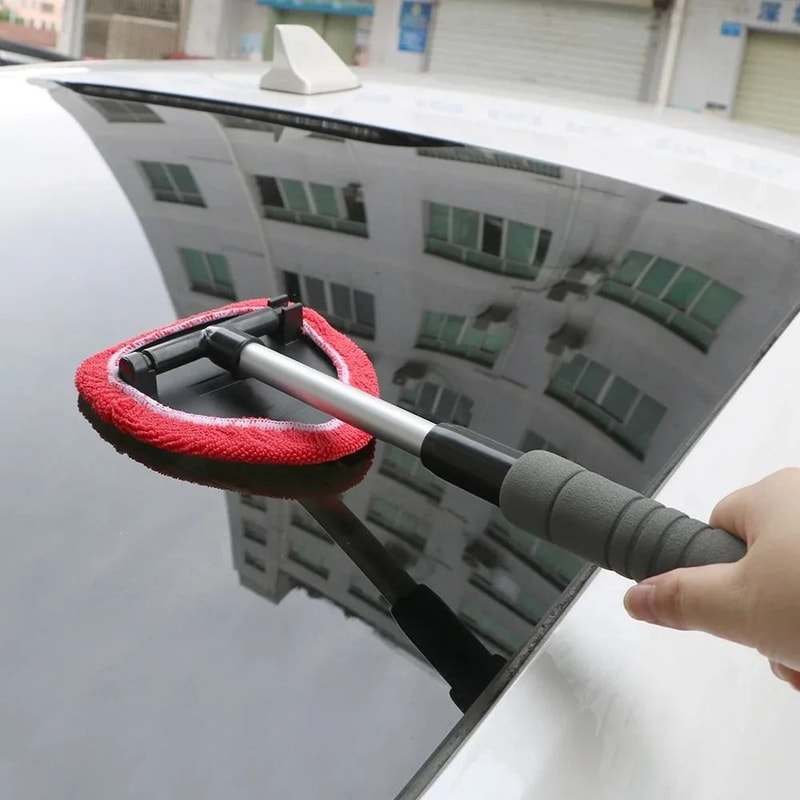 Telescopic Car Windshield Cleaning Brush With Microfiber Head 1
