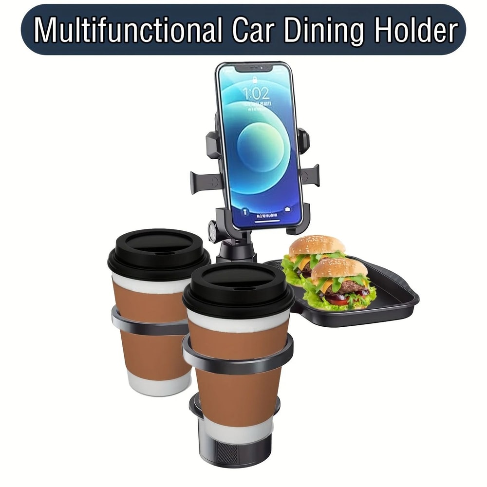 Car Cup Holder Tray Expander 3 In 1 Detachable Food Table With Adjustable Base 4